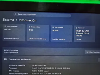PC Sobremesa i5 10400F 16GB RAM 4GB Gráfica