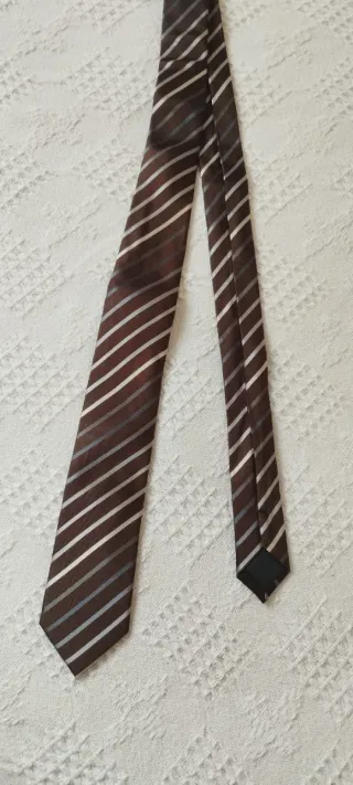 Corbata Slim Sfera Seda Marrón y Plata
