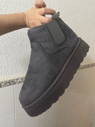 Botines Chelsea grises calentitos borrego