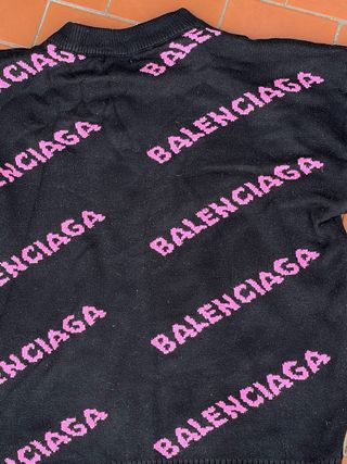 Maglione Balenciaga Nero Rosa Taglia XL