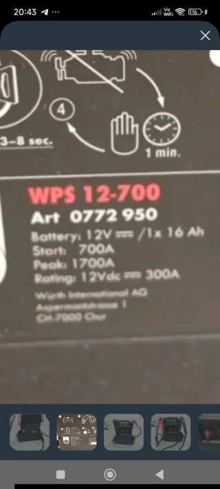 Arrancador Baterías 12V Wurth WPS 12-700