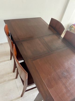 Mesa comedor madera maciza extensible