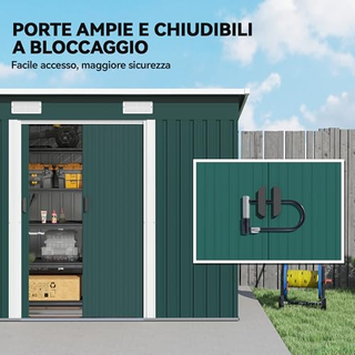 Casetta da Giardino in Acciaio 272 x 134 cm con Po