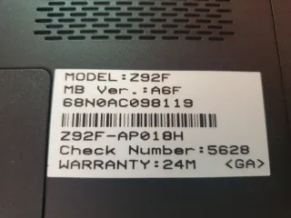 Portátil ASUS Z92F Argento e Nero