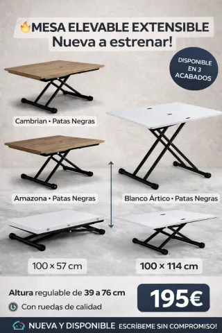 Mesa elevable y extensible 195€.