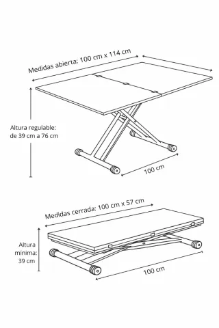 Mesa elevable y extensible 195€.