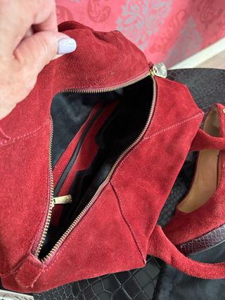 Zapatos y bolso ante granate T.38 color granate