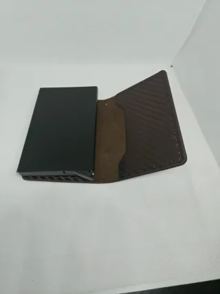 Portafoglio sottile minimalista marrone/oro