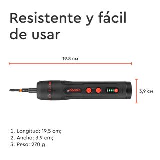 Kit Destornillador 3.6V 4.5 NM + Linterna LED300lm