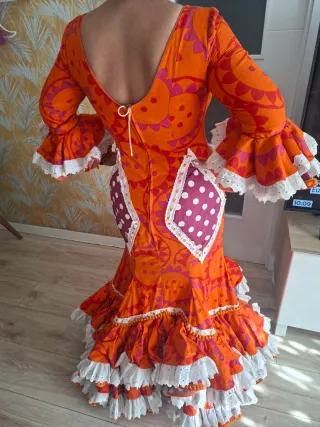 Traje de Flamenca Naranja y morado