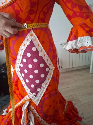 Traje de Flamenca Naranja y morado