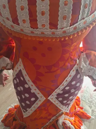Traje de Flamenca Naranja y morado