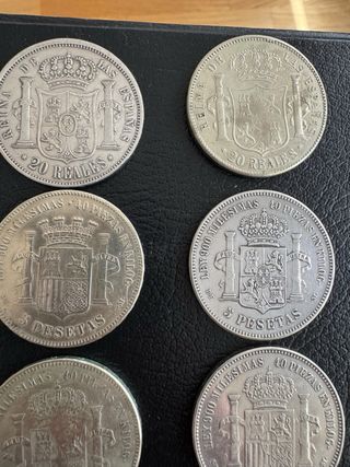 Monedas 5 Pesetas y 20 Reales (Reproducciones)