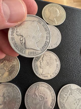 Monedas 5 Pesetas y 20 Reales (Reproducciones)