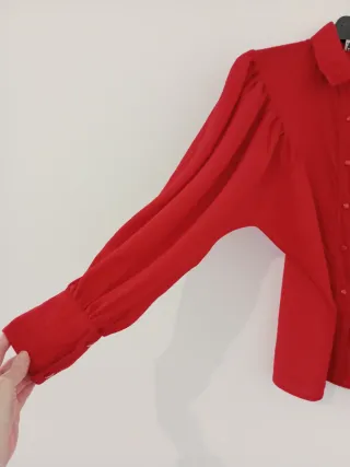 Camicia vintage '70s in lana maniche a palloncino