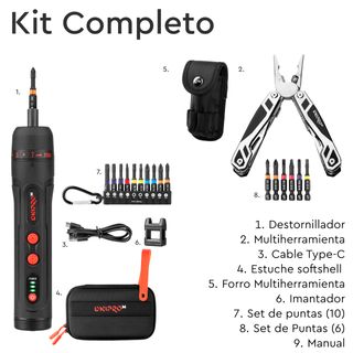 Destornillador 3.6V 4.5NM + Multiherramienta 17en1