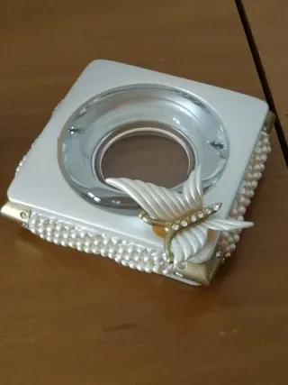 Set ceramica 2 uccelli e posacenere/ porta candela