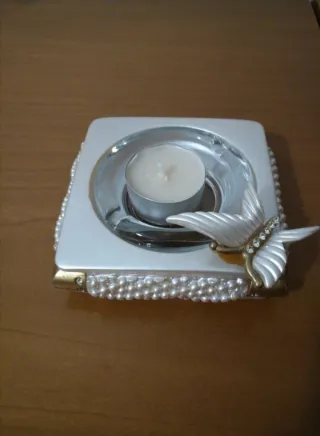 Set ceramica 2 uccelli e posacenere/ porta candela