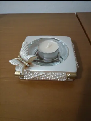 Set ceramica 2 uccelli e posacenere/ porta candela