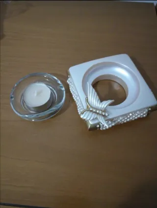 Set ceramica 2 uccelli e posacenere/ porta candela