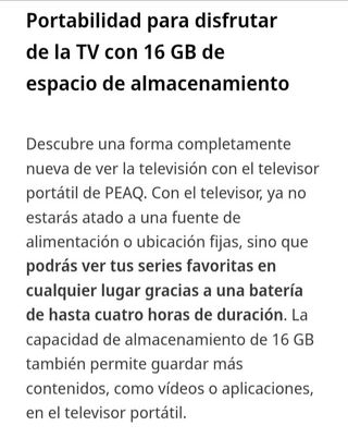 Televisor portátil. Smart TV 32".Batería integrada