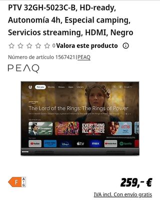 Televisor portátil. Smart TV 32".Batería integrada