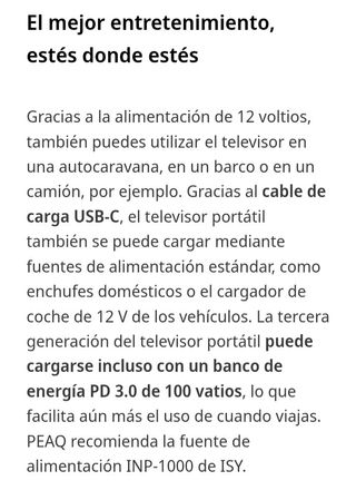 Televisor portátil. Smart TV 32".Batería integrada