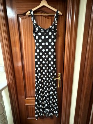 Vestido largo lunares negro y blanco