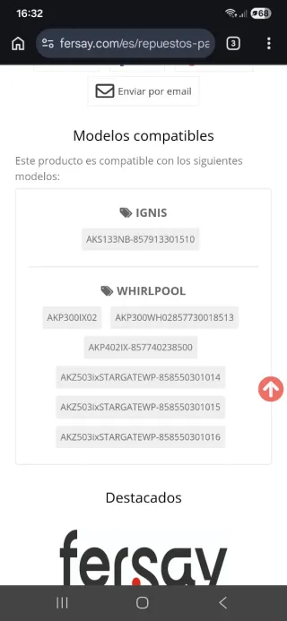 Cristal Interior Horno Whirlpool