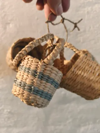 Mini Cestas Artesanales de Paja Regalo comunión