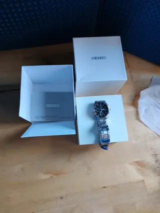 Reloj Seiko Cronógrafo Negro/Plateado