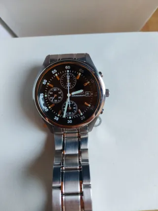 Reloj Seiko Cronógrafo Negro/Plateado
