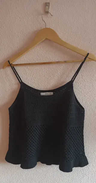 Top Mango Crochet Negro Talla M