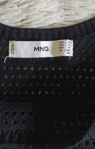 Top Mango Crochet Negro Talla M