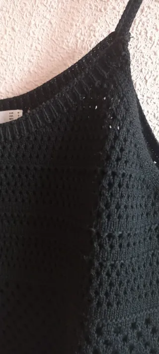 Top Mango Crochet Negro Talla M