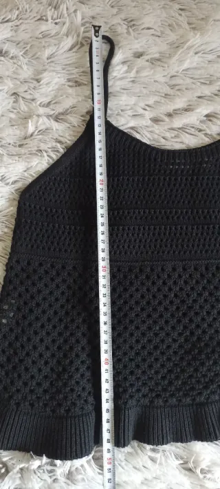 Top Mango Crochet Negro Talla M