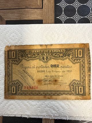 Billete 10 pesetas Banco de España 1937