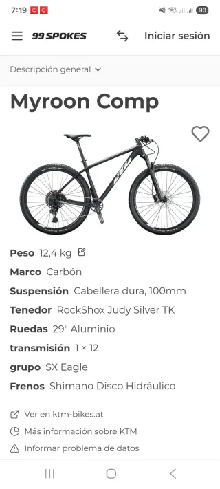 KTM Myroon Comp Bicicleta Montaña Talla M