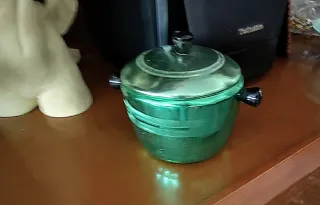 Azucarero vintage aluminio verde