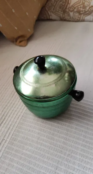 Azucarero vintage aluminio verde