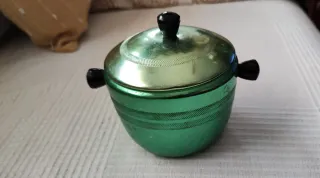 Azucarero vintage aluminio verde