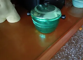 Azucarero vintage aluminio verde
