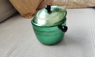 Azucarero vintage aluminio verde