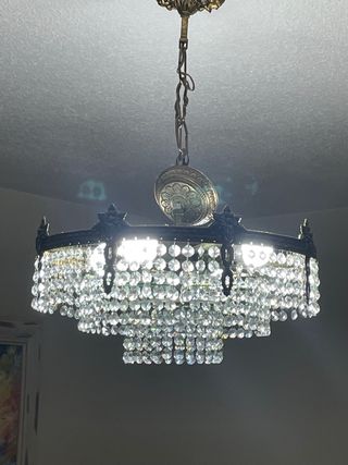 Lámpara de bronce y cristal de roca