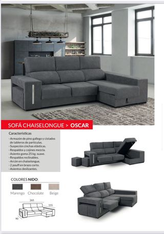Sofá modular beige y gris tela