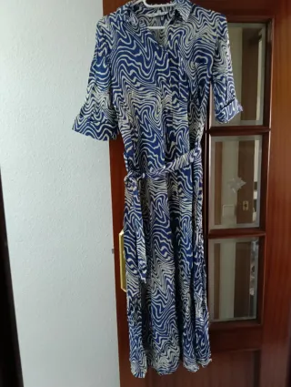 Vestido Zara Estampado Azul Talla M