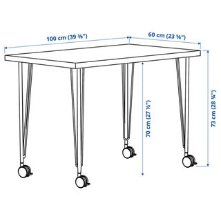 Scrivania bianca con ruote 100x60
