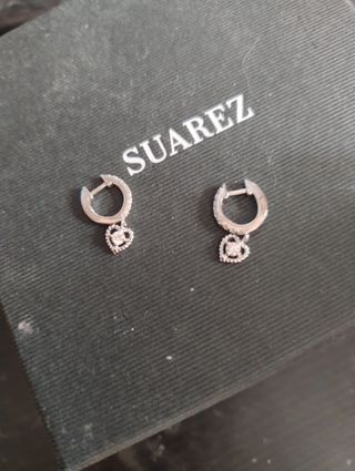 Pendientes Suarez Corazón Oro 18k. Con diamante.