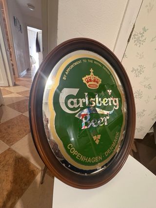 Espejo publicitario esmaltado Vintage / Carlsberg