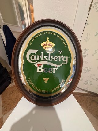 Espejo publicitario esmaltado Vintage / Carlsberg